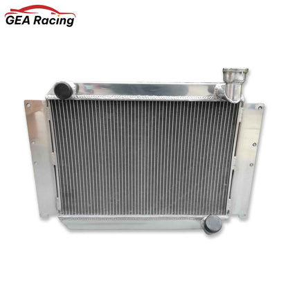 Front view of the massive 5-row aluminum radiator for a 1955-1960 Corvette C1, built to handle up to 700HP from a 350 V8.