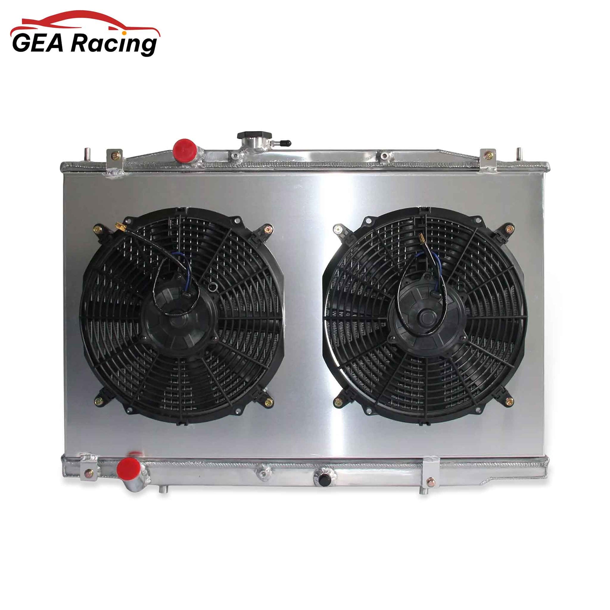 2 Row radiator and fan shroud front view for Acura TL Base Sedan 3.2L 2004-2006 V6 MT