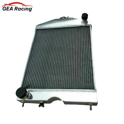 Front view of the aluminum radiator for a Ford 8N/9N tractor converted to a 5.0L V8 engine.