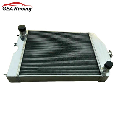 Top-down view of the radiator for a Ford N-Series tractor V8 swap, featuring the prominent top filler neck.