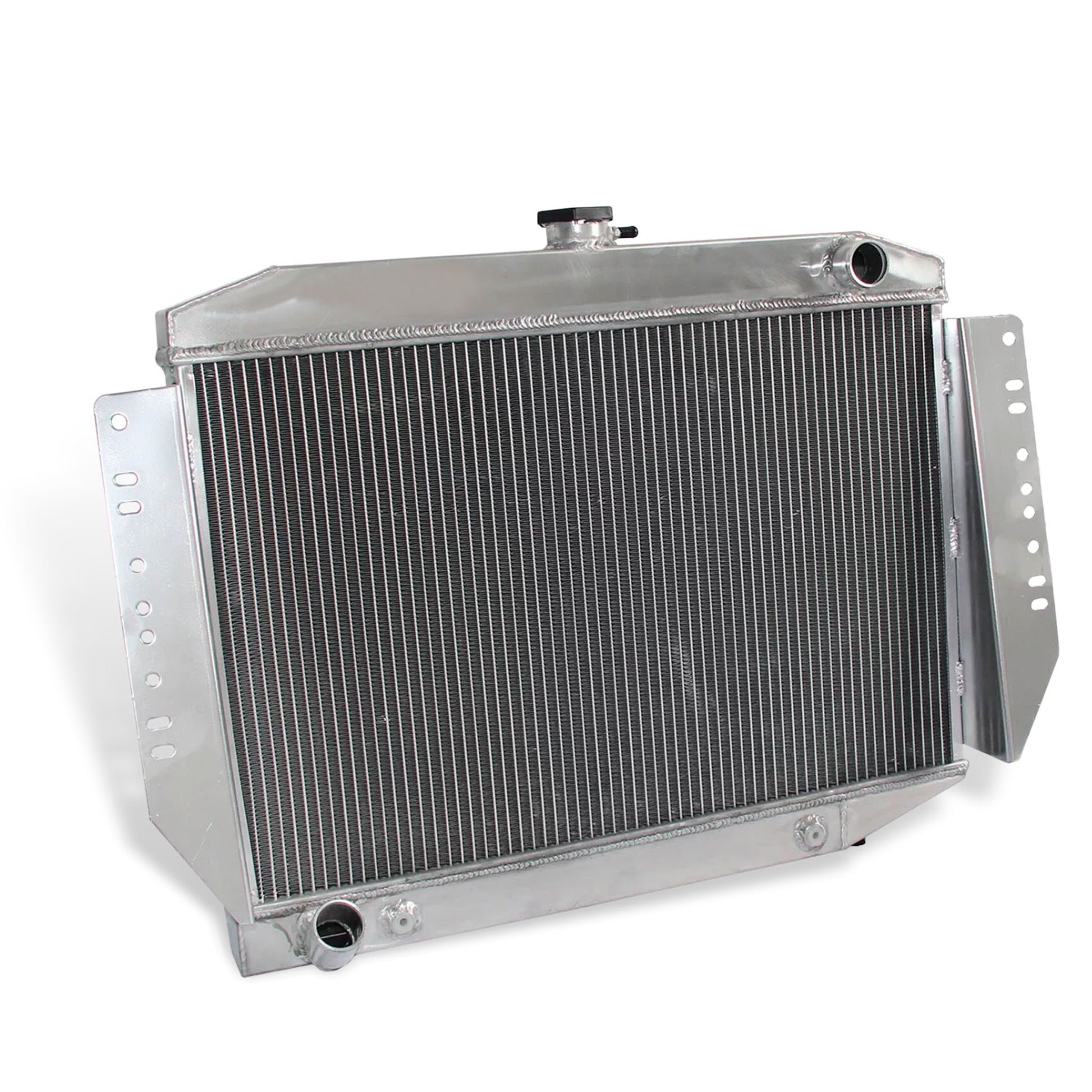 Aluminum Radiator left side cross-section view Cherokee (1972-1979) 6.6L 4 Row Pressure Tested