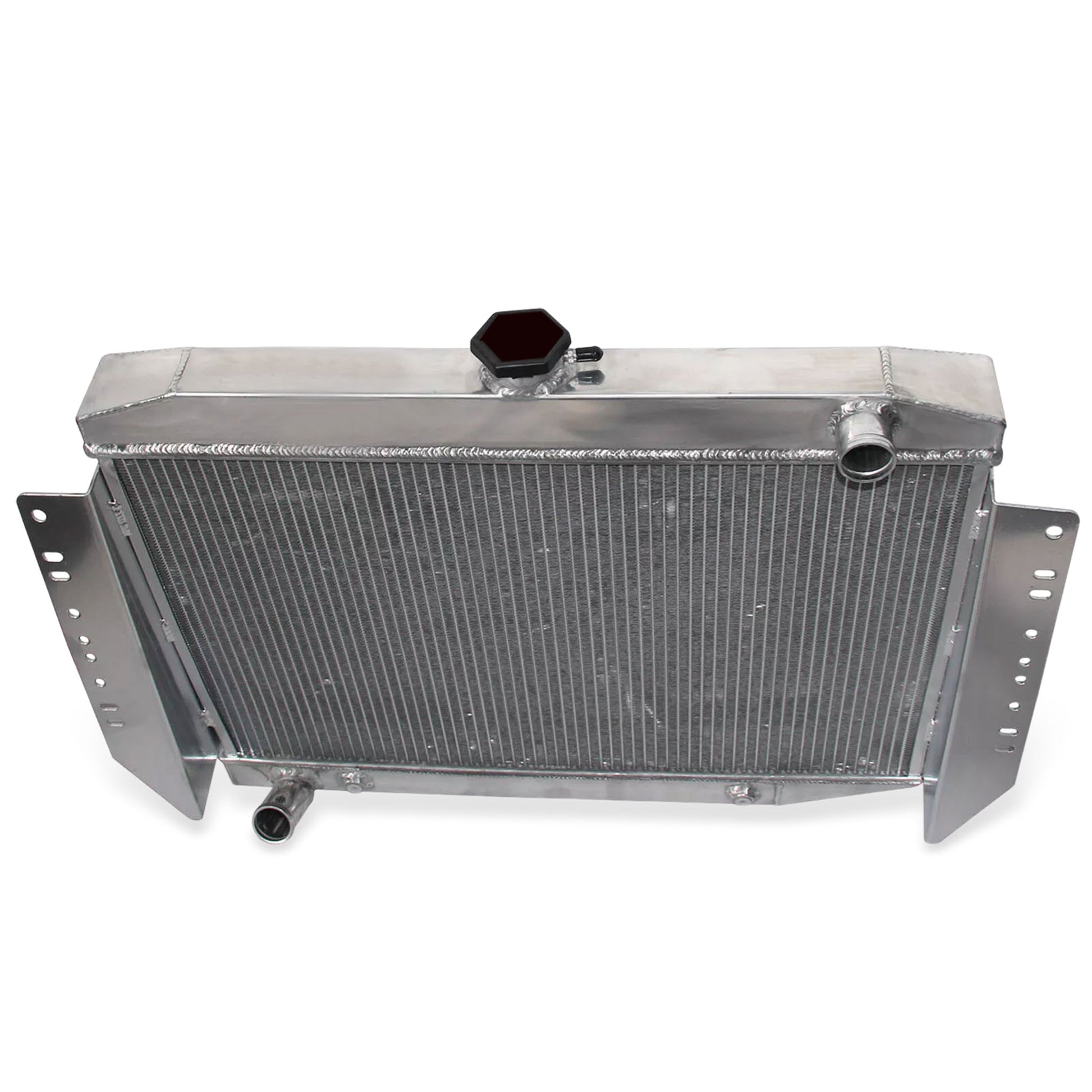 Aluminum Radiator top view Cherokee (1972-1979) 6.6L 4 Row OEM Mounts
