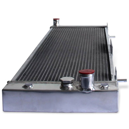 Aluminum Radiator top left view Comanche, Cherokee, Wagoneer, Chief L6 (1987-1990) 3 Row OEM Mounts