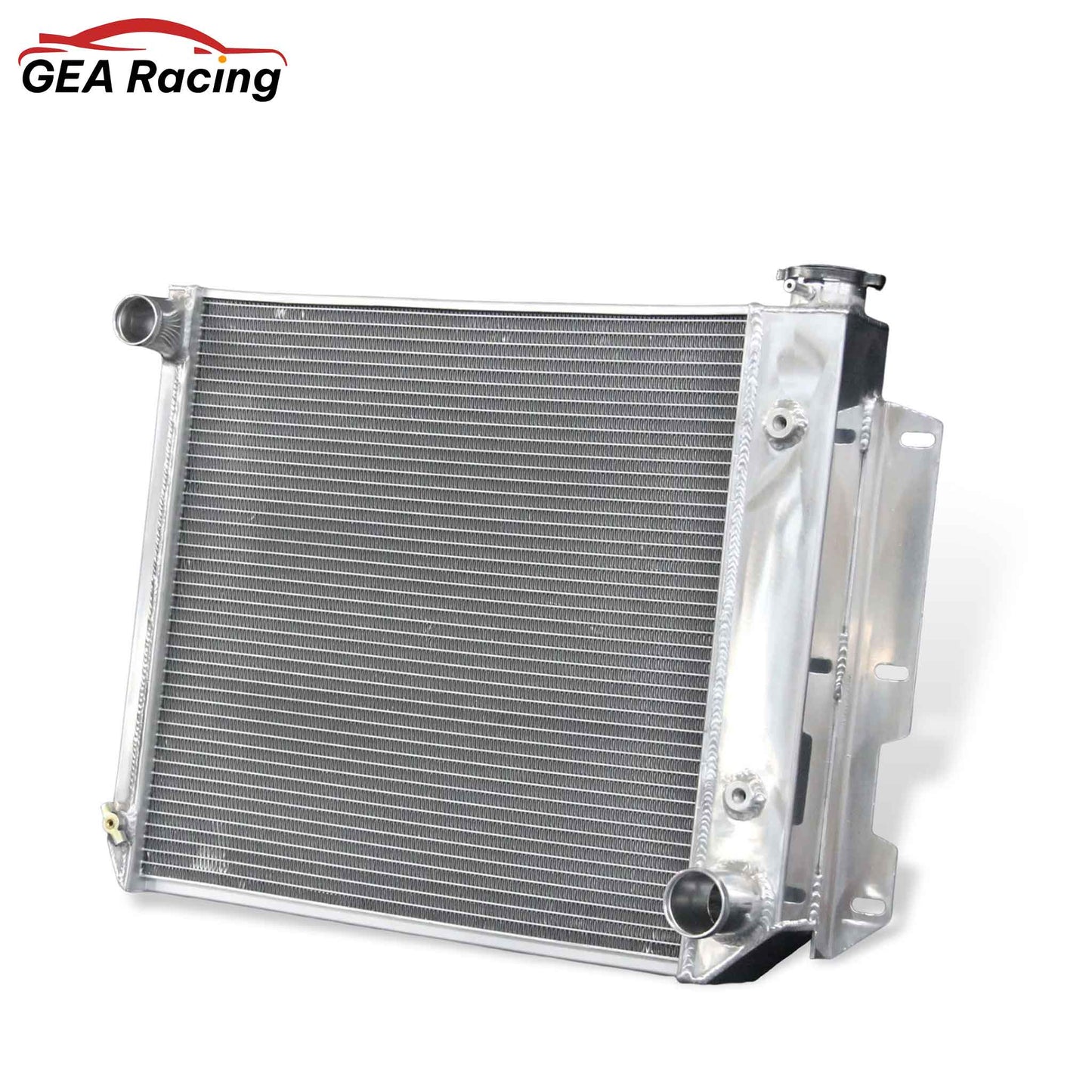 Aluminum Radiator right side cross-section view Wrangler SE/Rubicon with Chevy V8 Engine (1997-2002) 3 Row Direct Fit