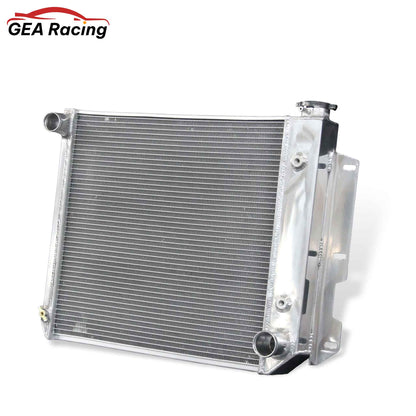 Aluminum Radiator right side cross-section view Wrangler SE/Rubicon with Chevy V8 Engine (1997-2002) 3 Row Direct Fit