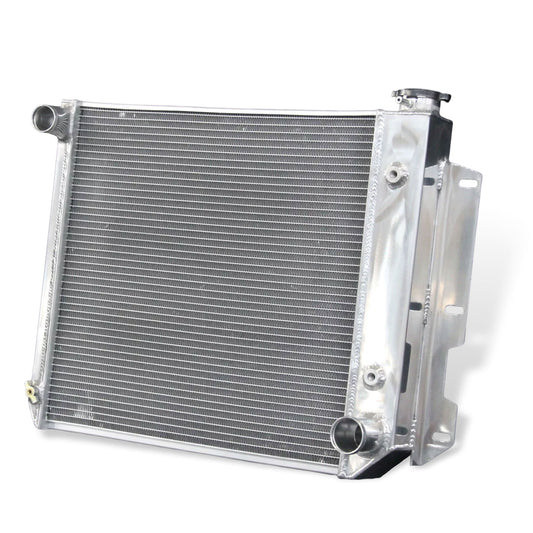 Aluminum Radiator right side cross-section view Wrangler SE/Rubicon with Chevy V8 Engine (1997-2002) 3 Row Direct Fit