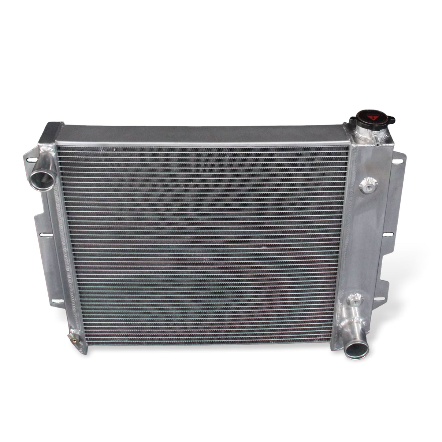Aluminum Radiator top view Wrangler SE/Rubicon with Chevy V8 Engine (1997-2002) 3 Row OEM Mounts