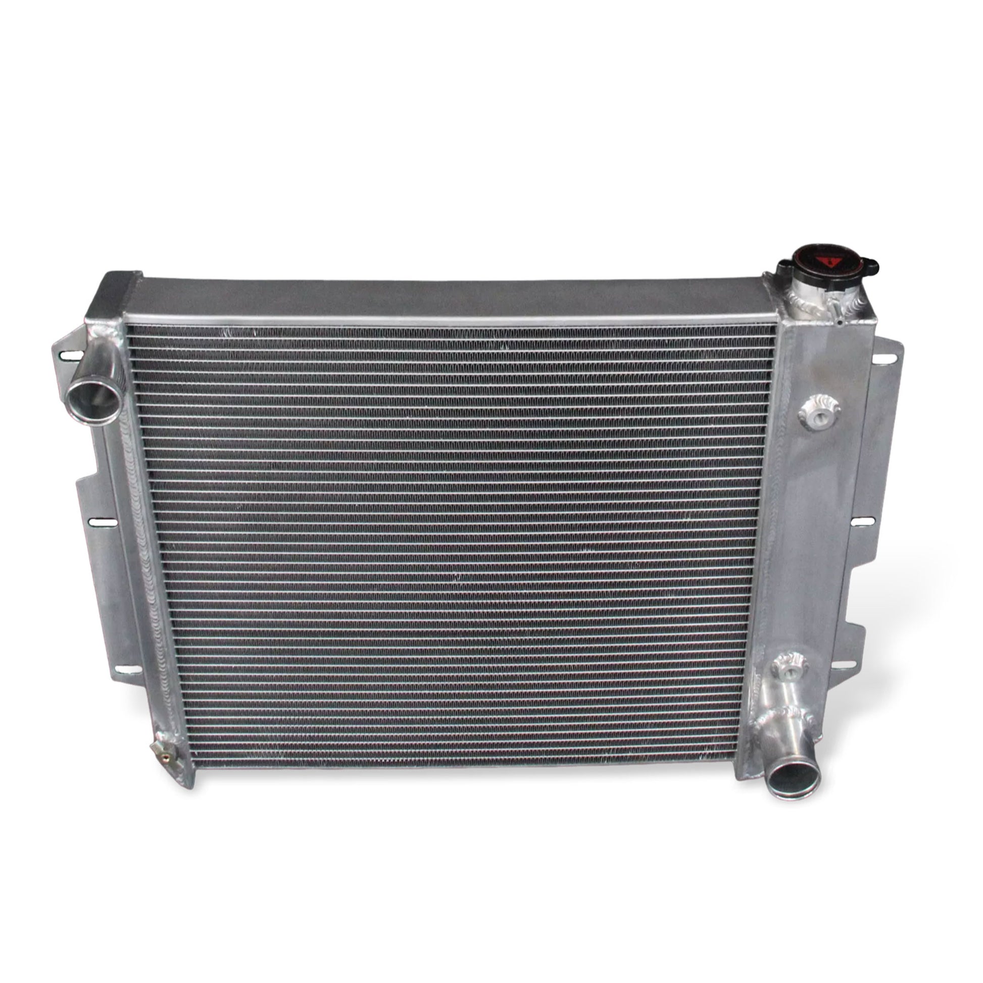 Aluminum Radiator top view Wrangler SE/Rubicon with Chevy V8 Engine (1997-2002) 3 Row OEM Mounts