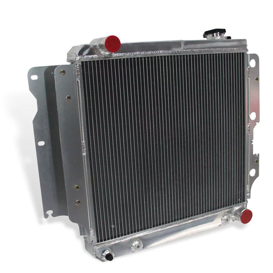 Aluminum Radiator left side cross-section view Wrangler with Chevy Mopar V8 Conversion (1987-2006) 3 Row Pressure Tested