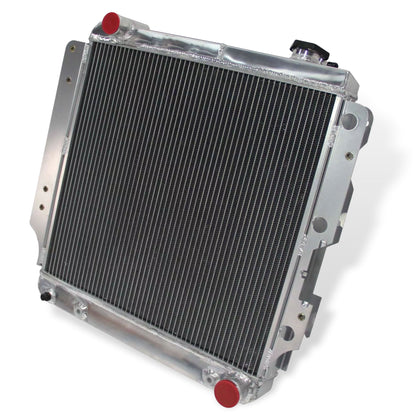 Aluminum Radiator right side cross-section view Wrangler with Chevy Mopar V8 Conversion (1987-2006) 3 Row Direct Fit
