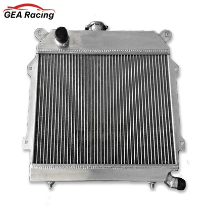 Front view of the 3-row full aluminum radiator for BMW E21 320i M10, showcasing the core and end tanks.