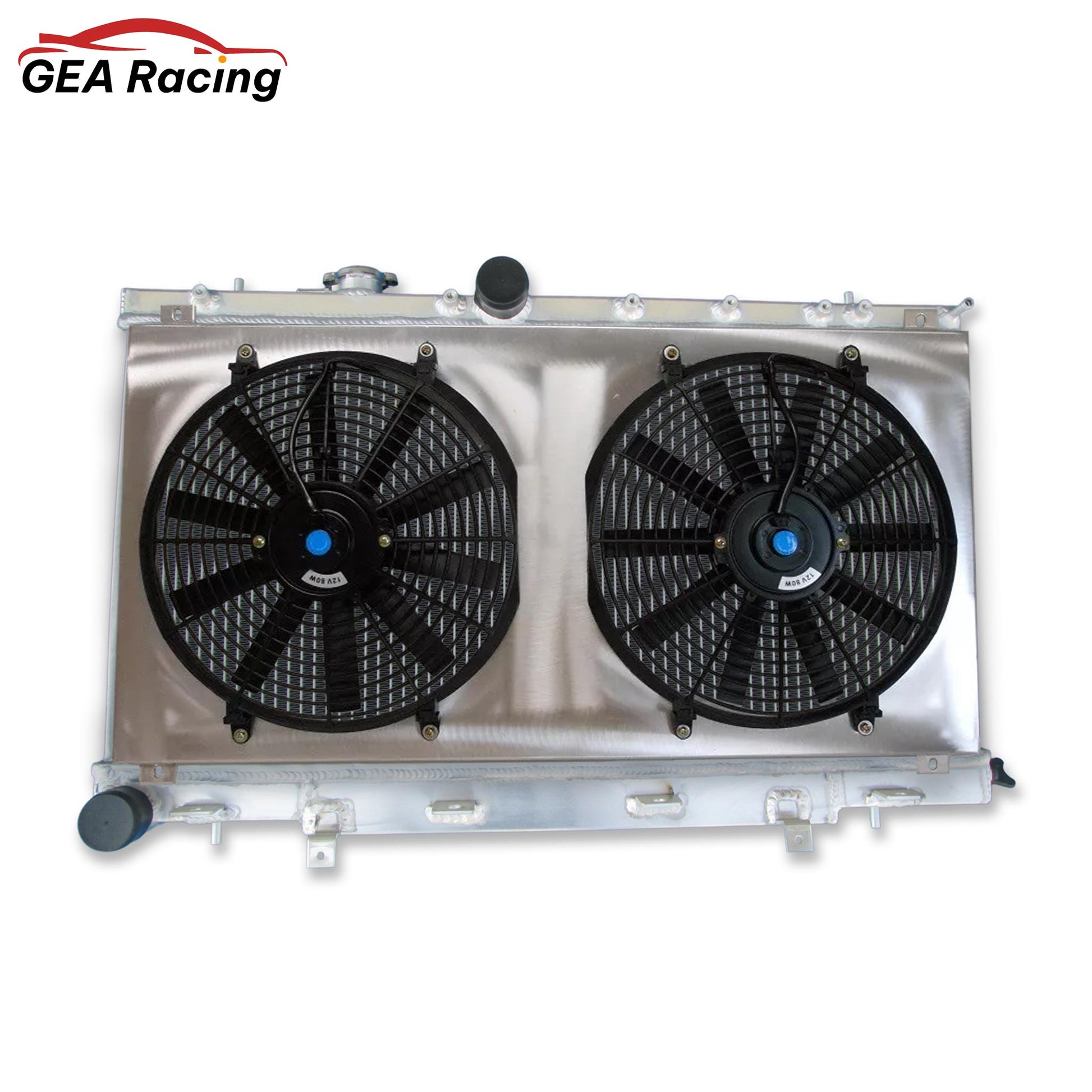 The complete performance cooling package: aluminum radiator, custom-fit fan shroud, and dual electric fans for a 02-07 WRX/STI.