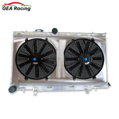 The complete performance cooling package: aluminum radiator, custom-fit fan shroud, and dual electric fans for a 02-07 WRX/STI.