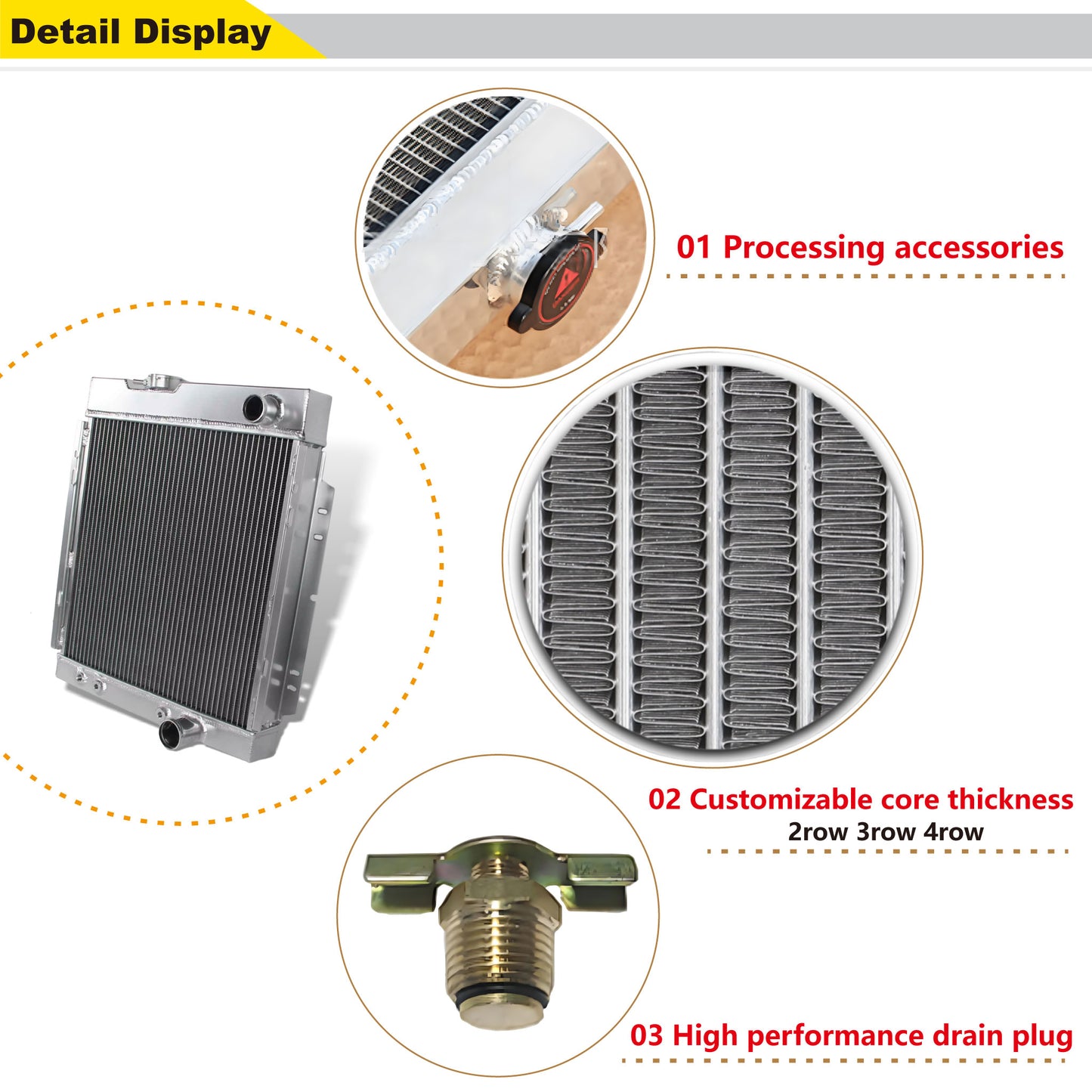 Hand-Brazed Copper Core Close-Up - 3-Row Radiator vs Original 2-Row (1963-1965 Ford Mustang Unibody Models)