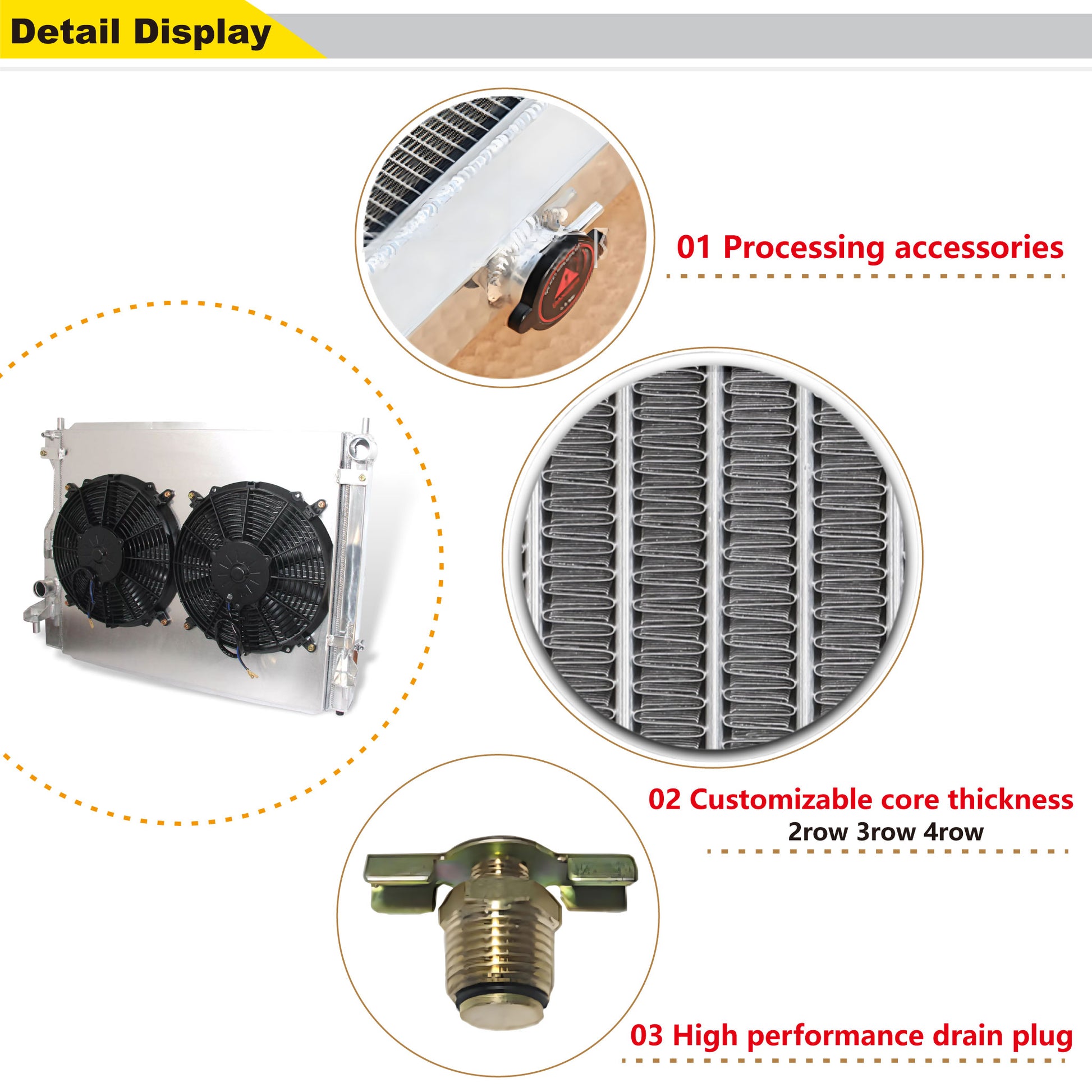 Military-Spec Anti-Corrosion Coating Close-Up - 3-Row Radiator Core vs Stock 2-Row (2005-2014 Mustang GT)