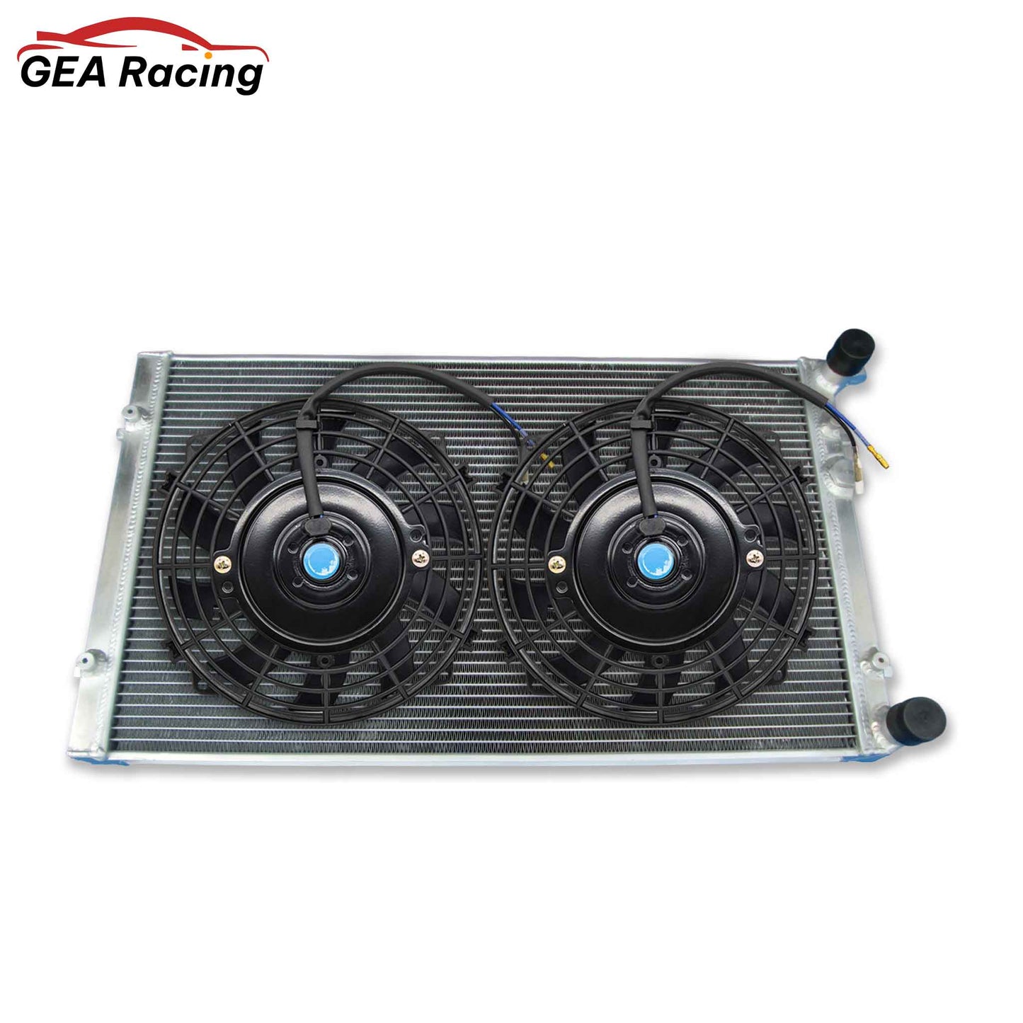 The optional dual pass radiator and fan shroud kit for the VW MK4/Audi TT, featuring high-performance slim electric fans to maximize cooling.