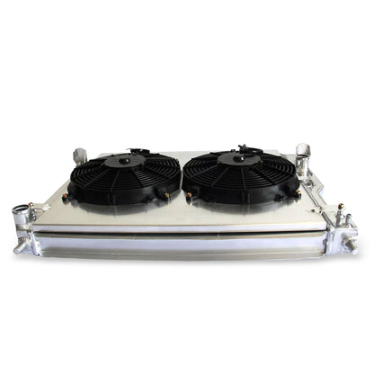 Dual-Pass Top Tank & Centered Fan Shroud - 3-Row Radiator Direct Fit for 2005-2014 Mustang GT Manual Transmission