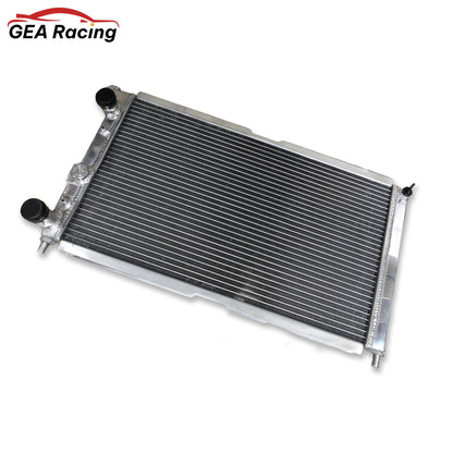 Right side view of the performance radiator for the Fiat Punto GT 1.4L I4 Turbo, detailing the tank construction.