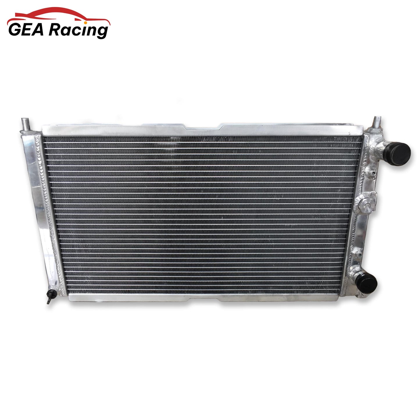 Front view of the 3-row aluminum performance radiator for the 1993-1999 Fiat Punto GT 1.4L Turbo.