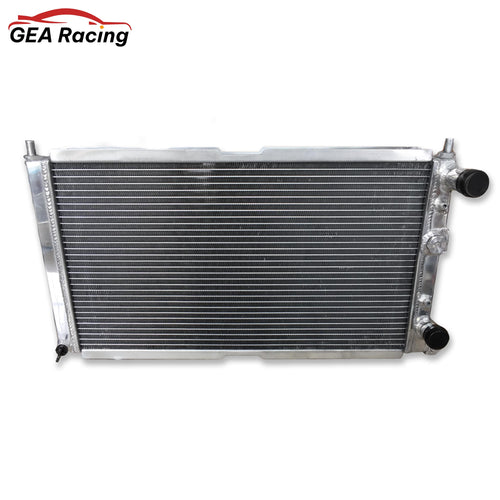 Front view of the 3-row aluminum performance radiator for the 1993-1999 Fiat Punto GT 1.4L Turbo.