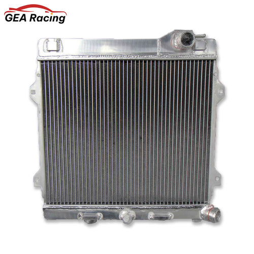 Front view of the 2-row high-performance aluminum radiator for the BMW E30 M3 and 320is with the S14 engine (MT).
