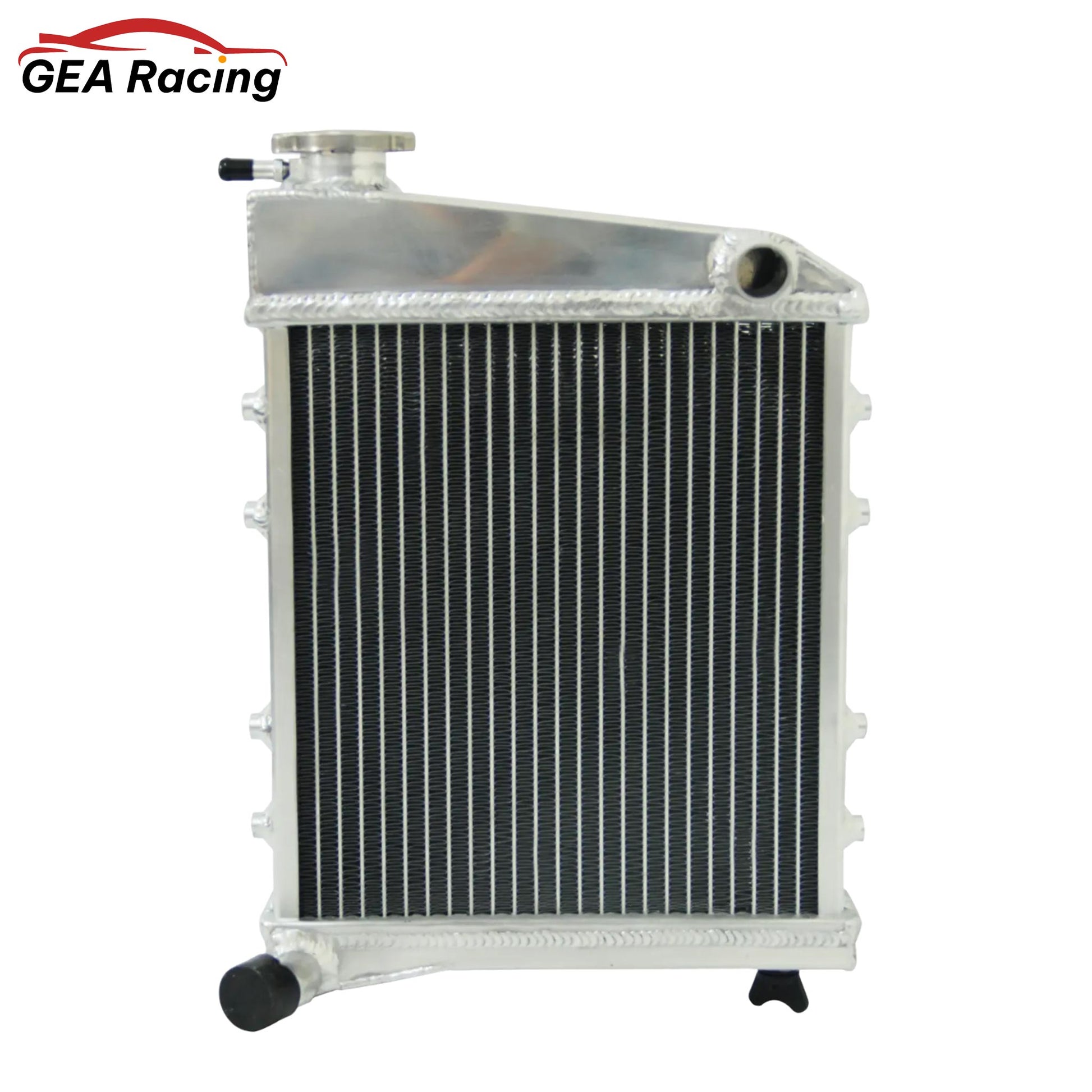 Front view of the 2-row high-performance aluminum radiator for the 1959-1991 classic Austin/Rover Mini Cooper.