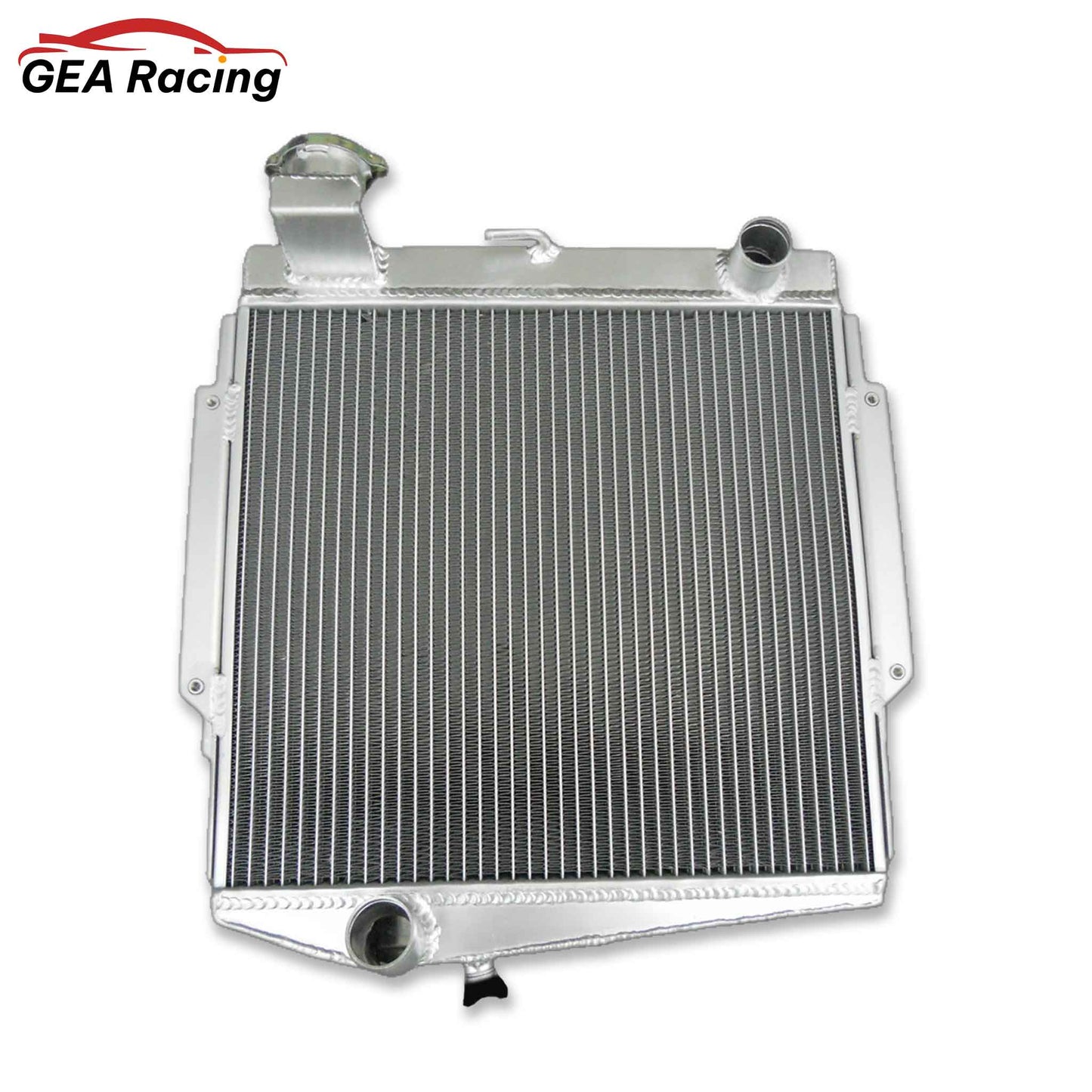 Front view of the 3-row high-performance aluminum radiator for the 1966-1970 Datsun Roadster 2000 (SRL311/SR311).