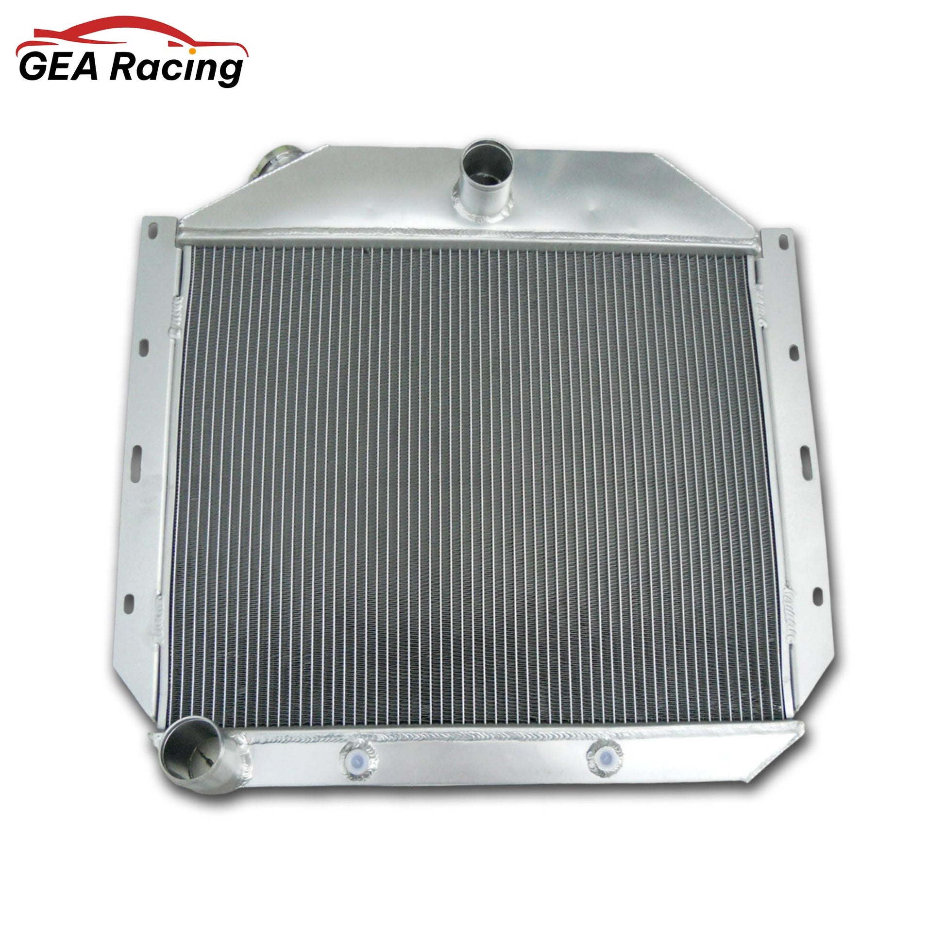 Front view of the 3-row heavy-duty aluminum radiator for 1951-1957 International Harvester L, R, and S-Series trucks (AT/MT).