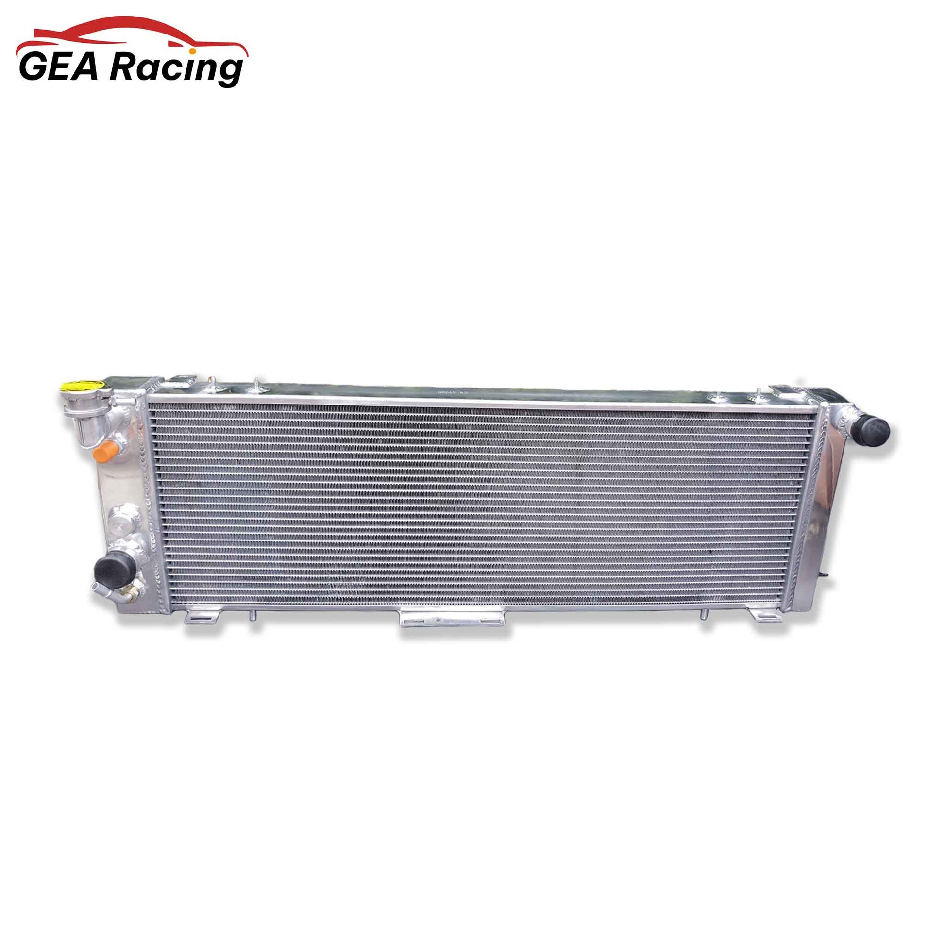 Front view of the 3-row heavy-duty aluminum radiator for the 1991-2001 Jeep Cherokee XJ & Comanche with the 4.0L Inline-6 engine.
