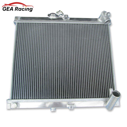 Front view of the 3-row high-performance aluminum radiator for the 1986-1988 Mazda RX-7 FC3S (Series 4) with a manual transmission.