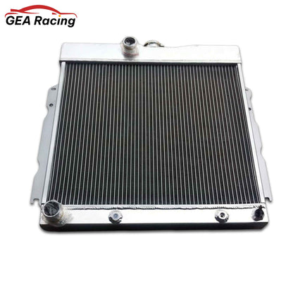 Front view of the 3-row heavy-duty aluminum radiator for 1963-1969 Mopar cars like the Dodge Charger, Coronet, and Plymouth B-Body V8s (AT/MT).