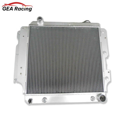 Front view of the 3-row high-performance aluminum radiator for a 1987-2006 Jeep Wrangler YJ or TJ with a Chevy V8 engine swap.