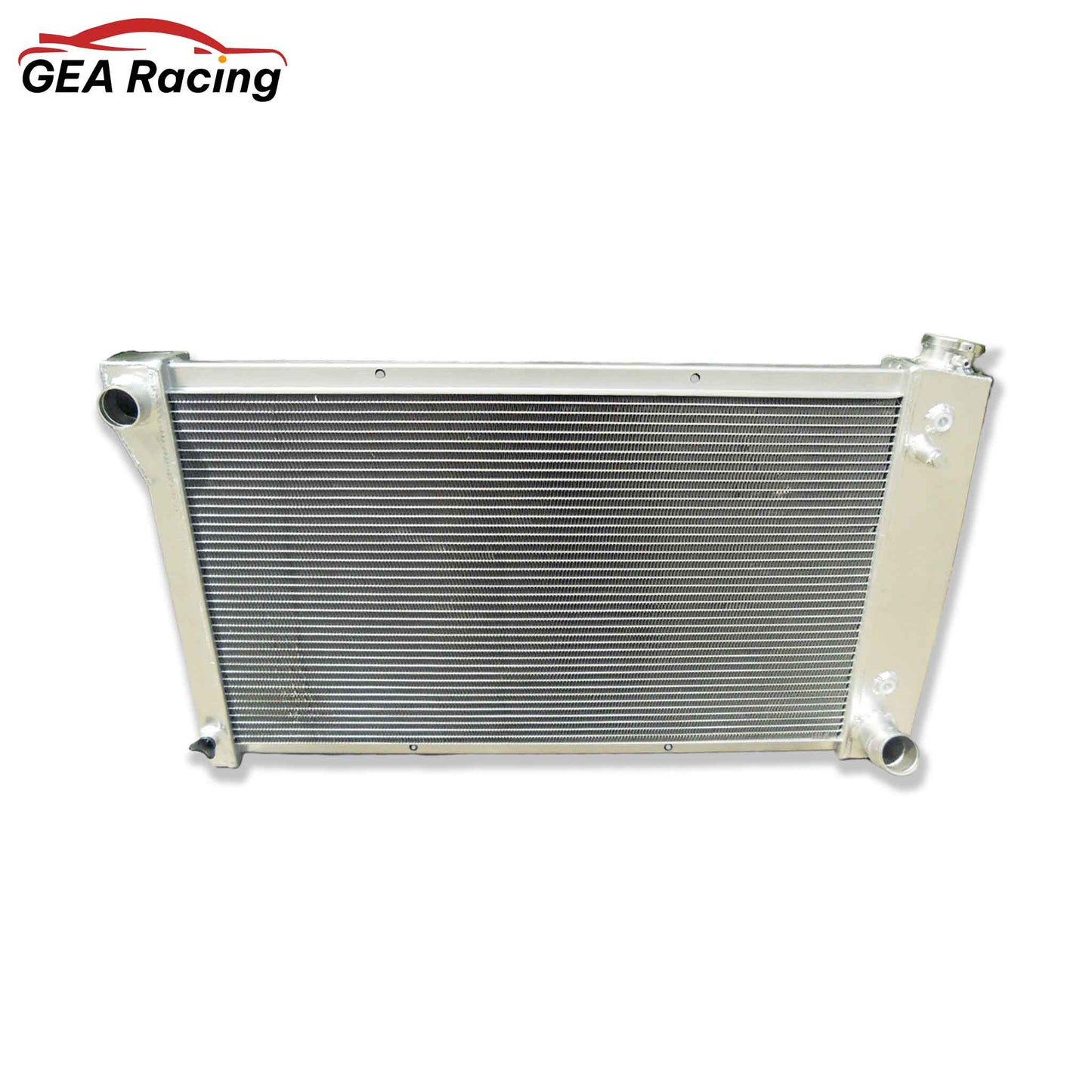 Front view of the 26-inch core aluminum radiator for 1967-1972 Chevy C/K series trucks like the C10, C20, and K20.