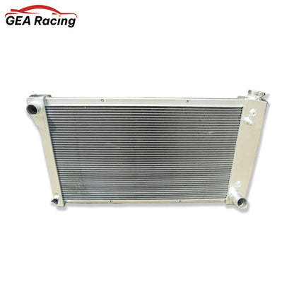 Front view of the 26-inch core aluminum radiator for 1967-1972 Chevy C/K series trucks like the C10, C20, and K20.