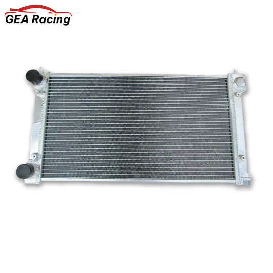 Front view of the performance aluminum radiator for VW Golf MK1, MK2, Rabbit, and Scirocco with 1.6L/1.8L 8V engines (MT).