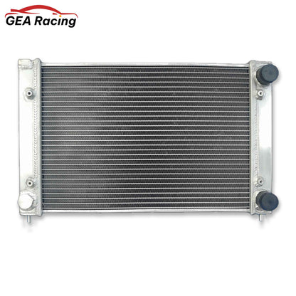 Front view of the performance aluminum radiator for the VW Golf MK2 GTI, Corrado, Scirocco, and Jetta 16V MT models (1982-1995).
