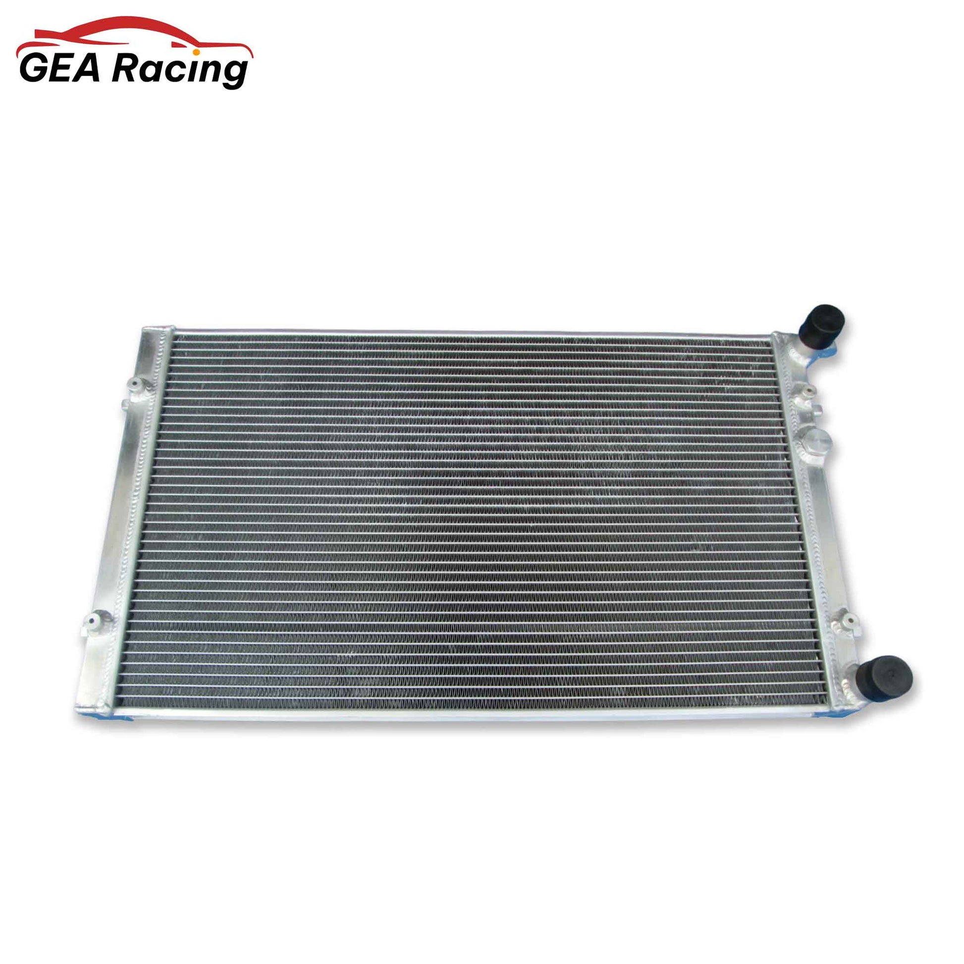 Front view of the dual pass high-performance aluminum radiator for 1999-2005 VW Golf MK4, Jetta MK4, and Audi TT (MT).