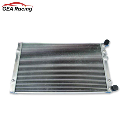 Front view of the dual pass high-performance aluminum radiator for 1999-2005 VW Golf MK4, Jetta MK4, and Audi TT (MT).