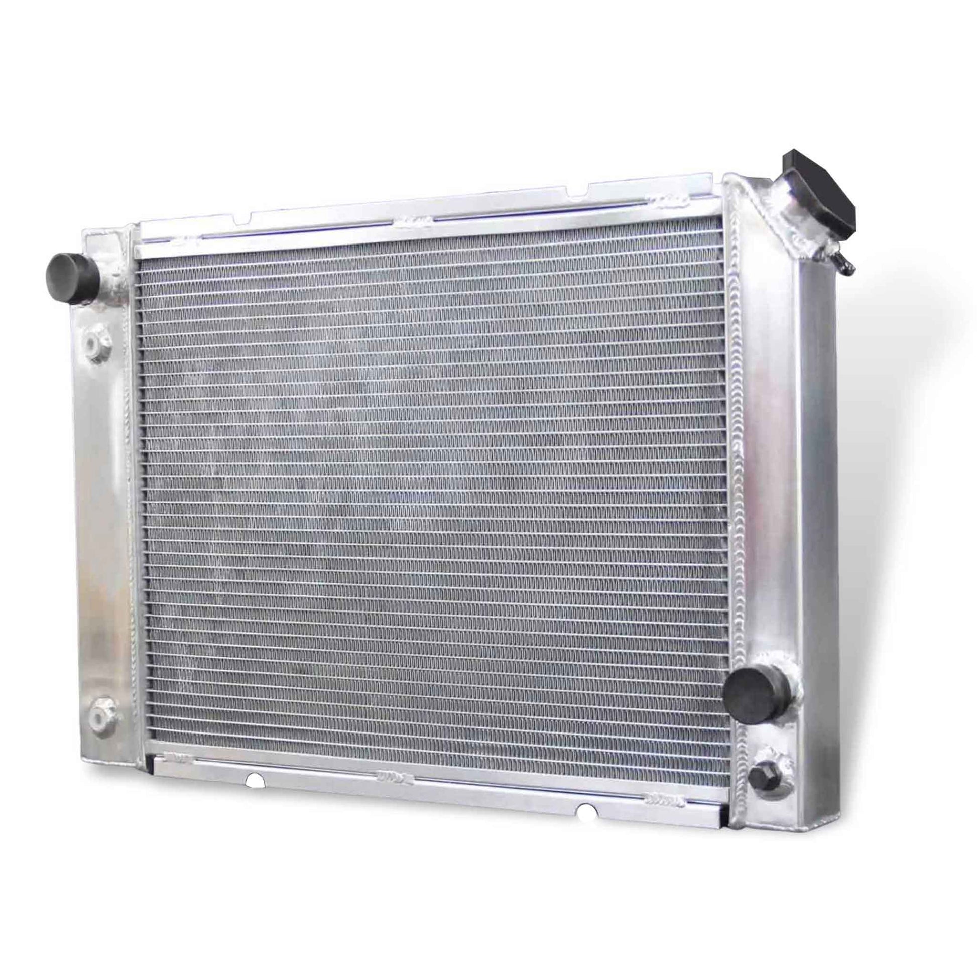Right side view of the GEA Racing 52mm core 3 Row Radiator for Pontiac Fiero 1985-1988, designed for V6 & L4 AT/MT.