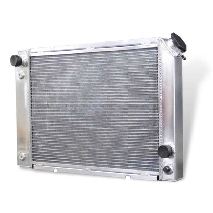 Right side view of the GEA Racing 52mm core 3 Row Radiator for Pontiac Fiero 1985-1988, designed for V6 & L4 AT/MT.