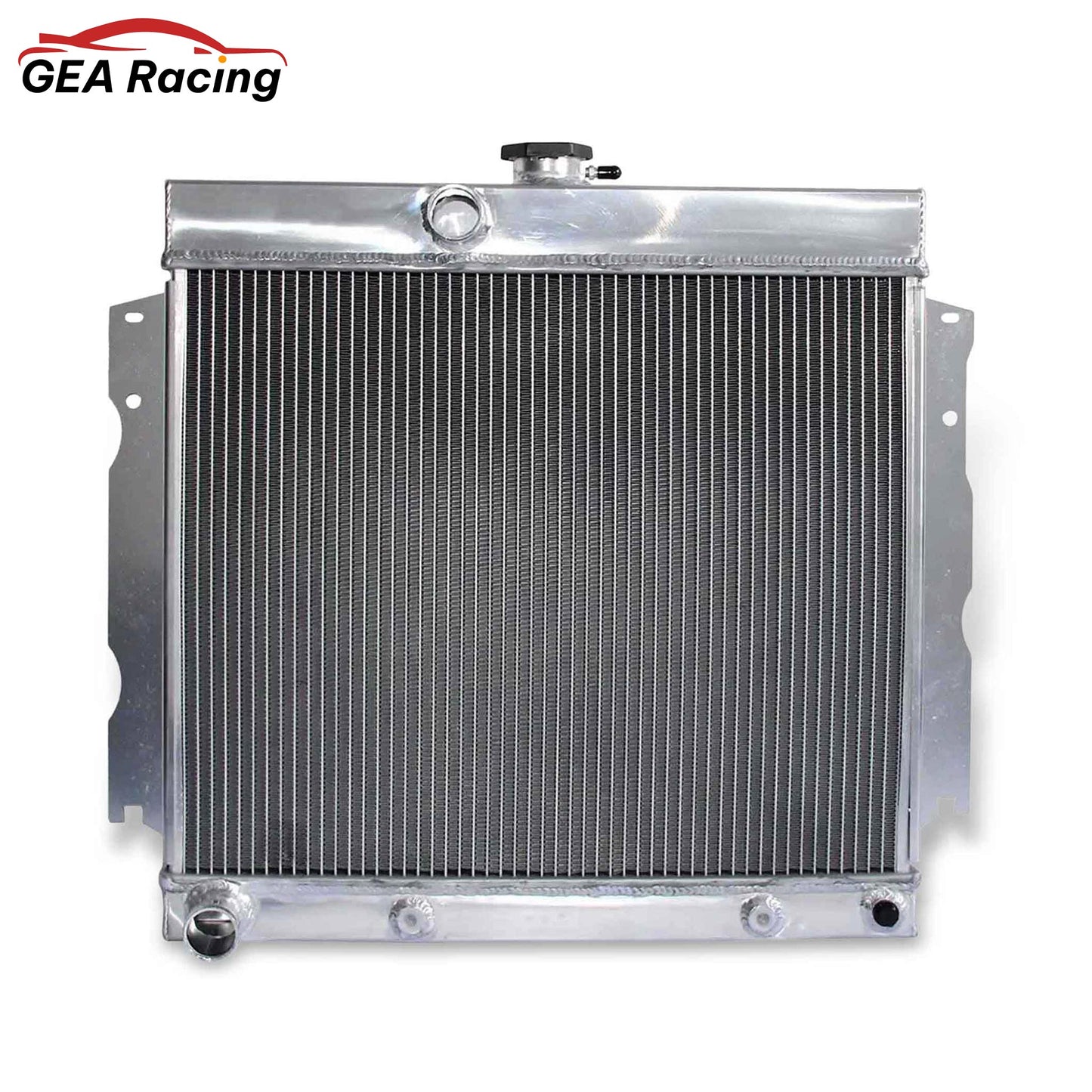Front view of GEA Racing 3 Row Aluminum Radiator for Plymouth Valiant, Signet, Savoy & Dodge 7.0L V8 (1963-1969), AT/MT.