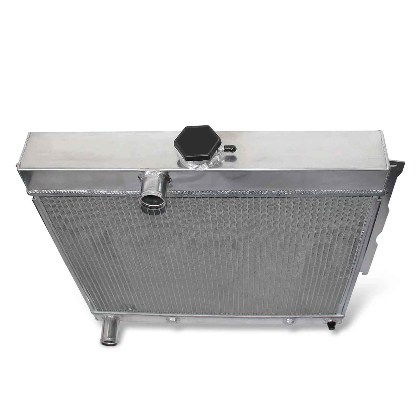 Top view of the GEA Racing 3 Row Aluminum Radiator for Plymouth Valiant/Signet/Savoy/Dodge 7.0L V8 (1963-1969), showing fill neck.