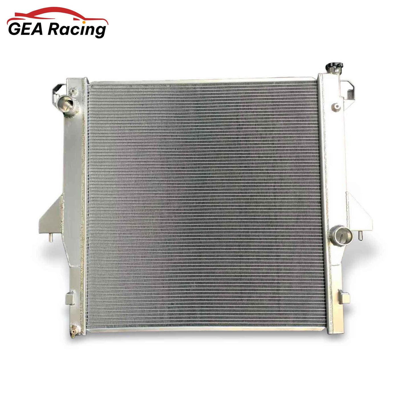 Front view of GEA Racing Aluminum Radiator for 2003-2009 Dodge Ram 2500, 3500, 4500, 5500 L6 manual transmission (ST/SLT).