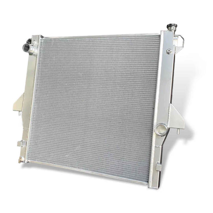 Right side detail of the GEA Racing Aluminum Radiator for 2003-2009 Dodge Ram heavy-duty trucks with L6 engine and MT.