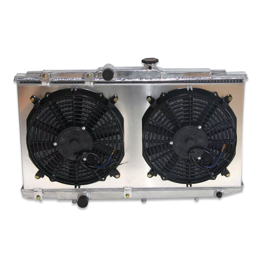 Aluminum fan shroud 2-row 34mm core front mounting points Geo Prizm Toyota Corolla (1993-1997) Pressure Tested