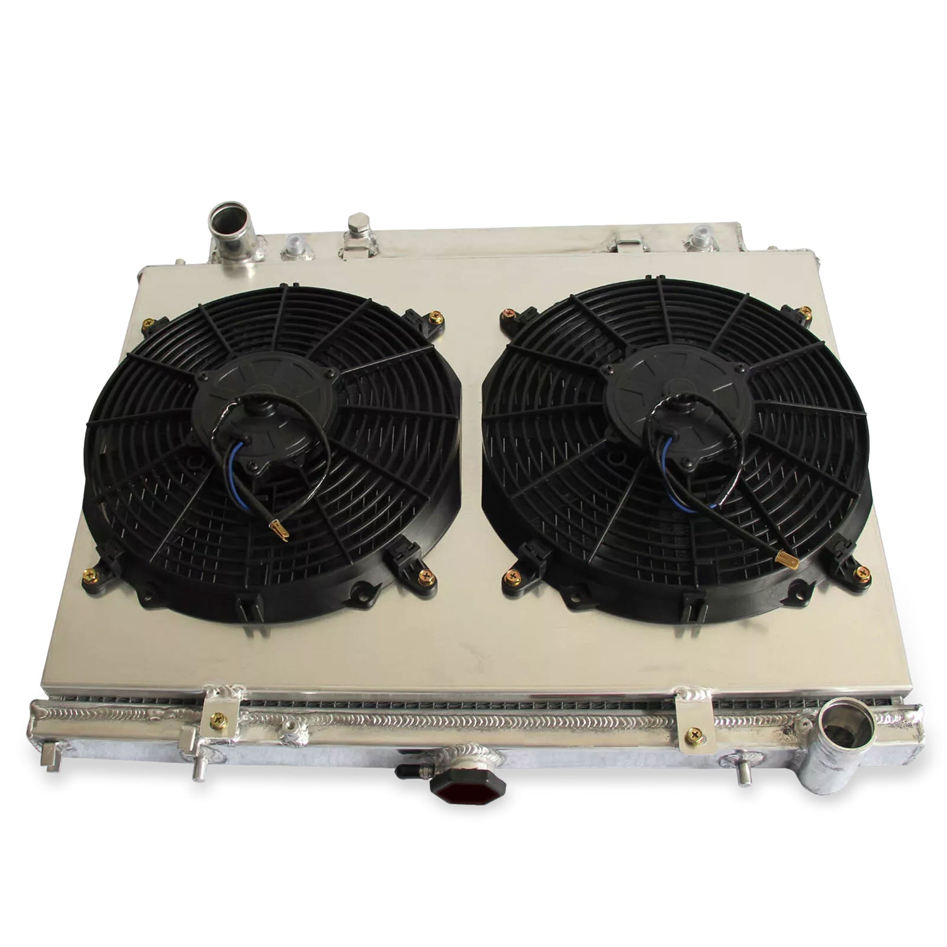 Aluminum radiator and fan shroud top view for Honda Passport Isuzu Rodeo 1998-2004 AT