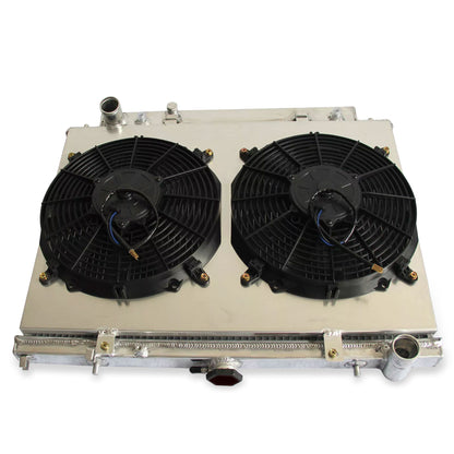 Aluminum radiator and fan shroud top view for Honda Passport Isuzu Rodeo 1998-2004 AT