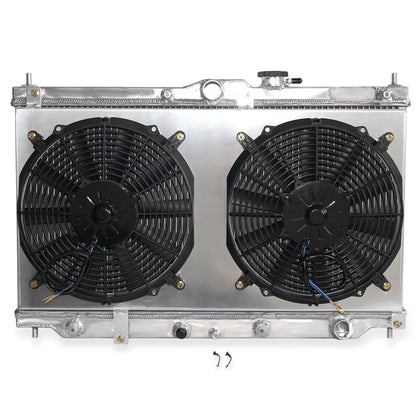 Aluminum radiator and fan shroud front view for Honda Prelude/Accord 1990-1996 2Row AT MT