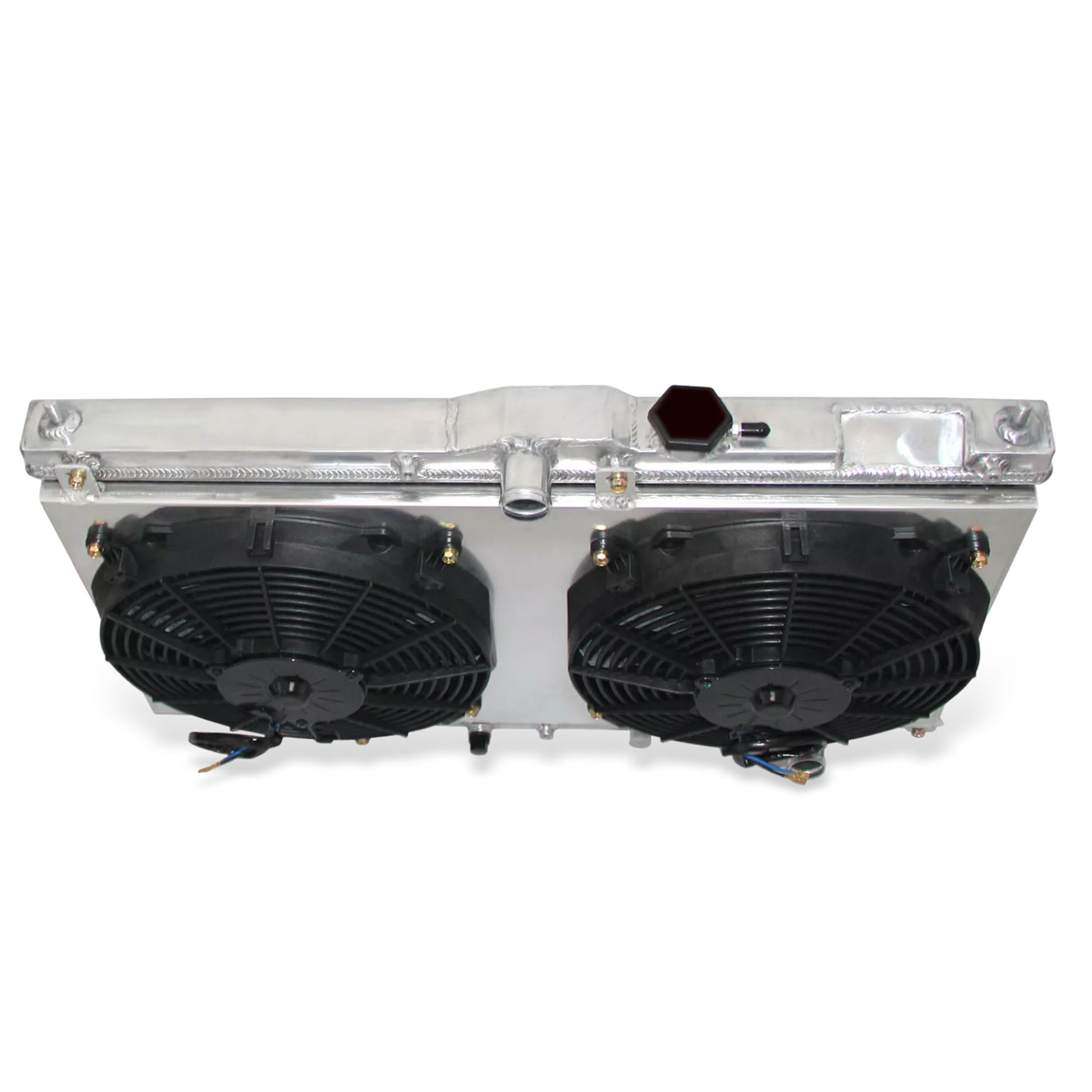 Aluminum radiator and fan shroud right top view for Honda Prelude/Accord 1990-1996 2Row AT MT