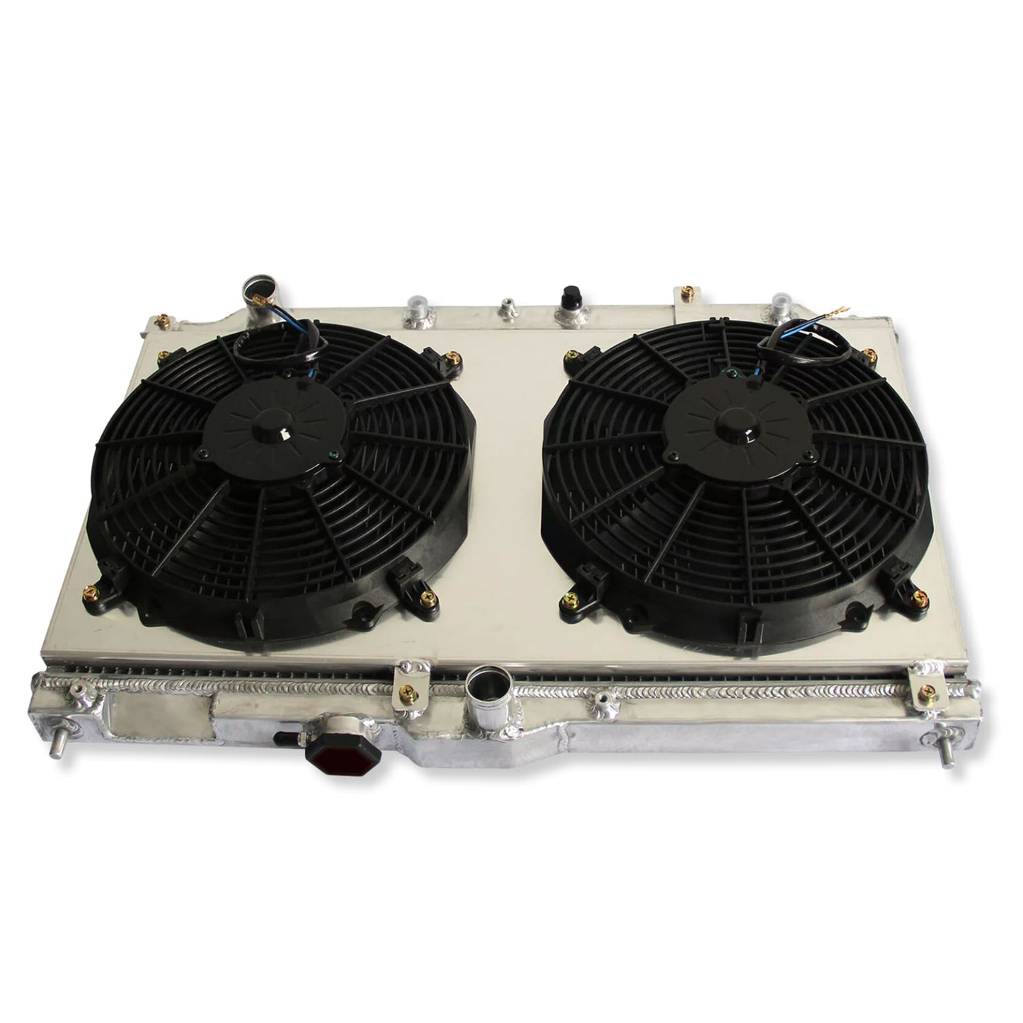 Aluminum radiator and fan shroud top view for Honda Prelude/Accord 1990-1996 2Row AT MT